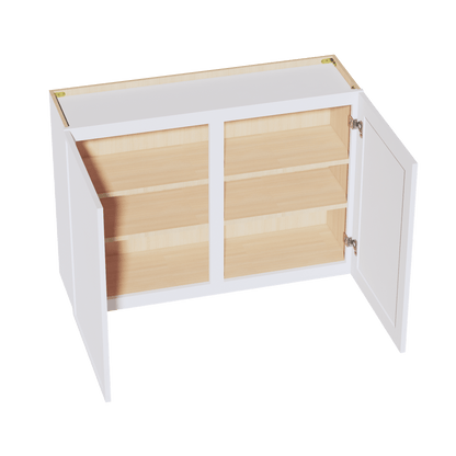 SF - W4230: Frost White Slim Shaker 42"W x 30"H 2 Doors & 2 Shelves Standard Wall Cabinet - NextCabinets