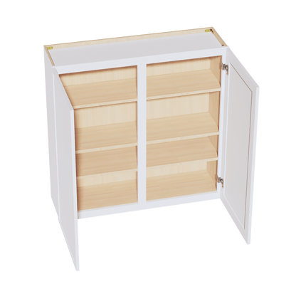 SF - W4242: Frost White Slim Shaker 42"W x 42"H 2 Doors & 3 Shelves Standard Wall Cabinet - NextCabinets