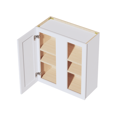 SF - WBC2730: Frost White Slim Shaker 27"W x 30"H 1 Door & 2 Shelves Wall Blind Corner Cabinets - NextCabinets