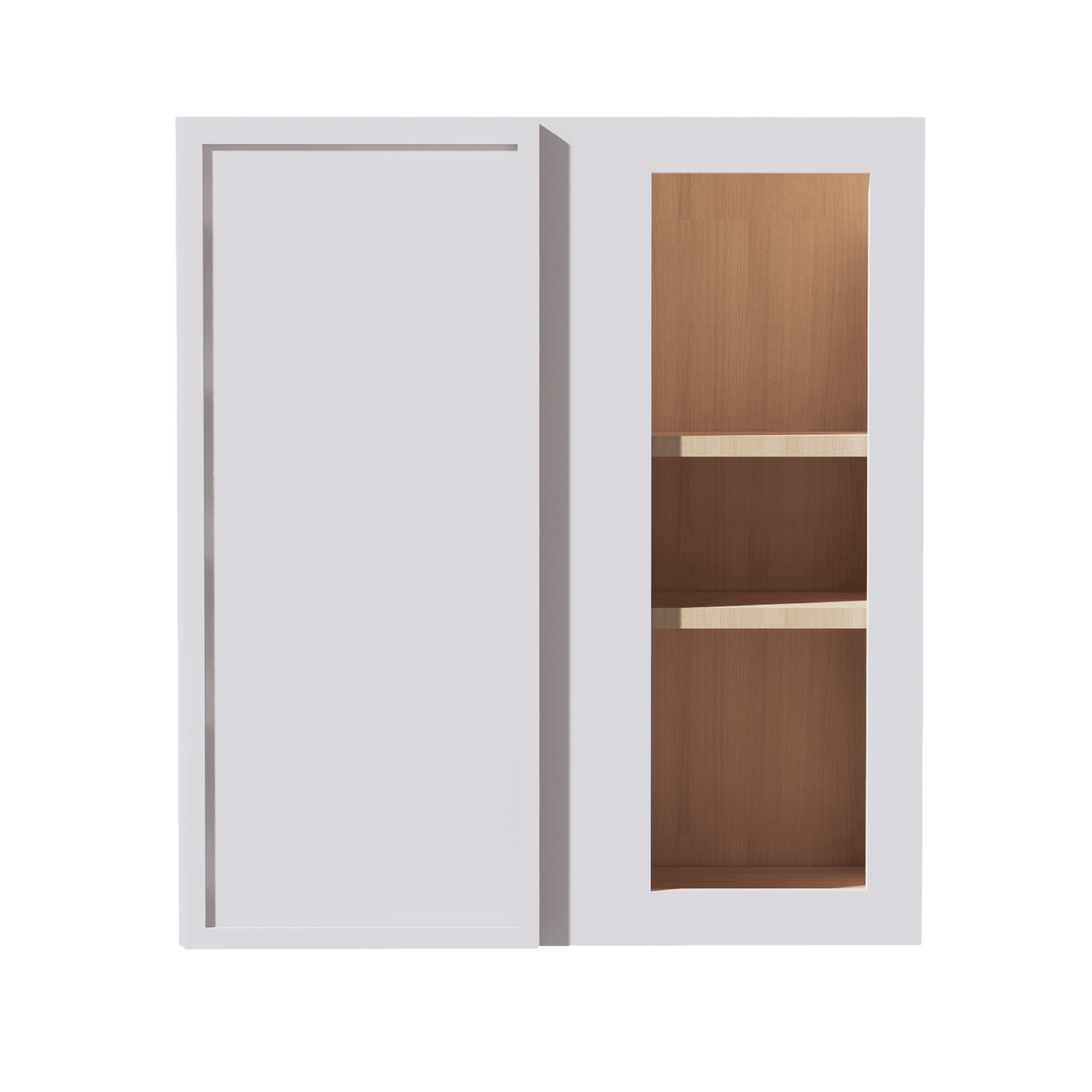 SF - WBC2730: Frost White Slim Shaker 27"W x 30"H 1 Door & 2 Shelves Wall Blind Corner Cabinets - NextCabinets