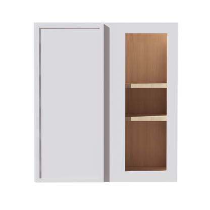 SF - WBC2730: Frost White Slim Shaker 27"W x 30"H 1 Door & 2 Shelves Wall Blind Corner Cabinets - NextCabinets
