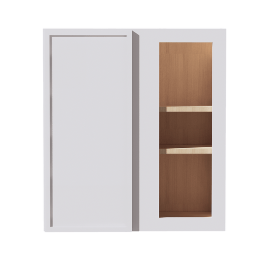 SF - WBC2730: Frost White Slim Shaker 27"W x 30"H 1 Door & 2 Shelves Wall Blind Corner Cabinets - NextCabinets