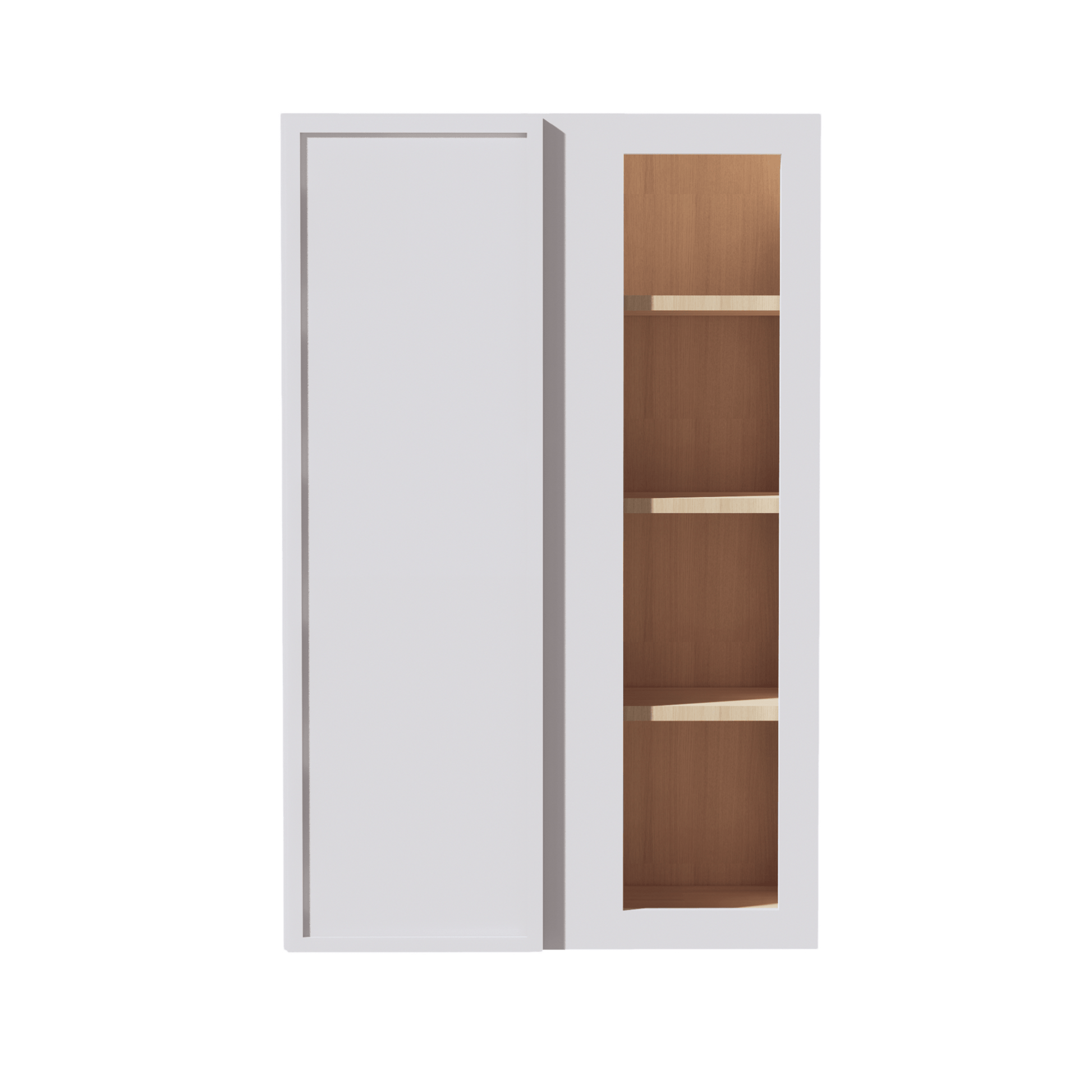 SF - WBC2742: Frost White Slim Shaker 27"W x 42"H 1 Door & 2 Shelves Wall Blind Corner Cabinets - NextCabinets