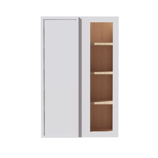 SF - WBC2742: Frost White Slim Shaker 27"W x 42"H 1 Door & 2 Shelves Wall Blind Corner Cabinets - NextCabinets