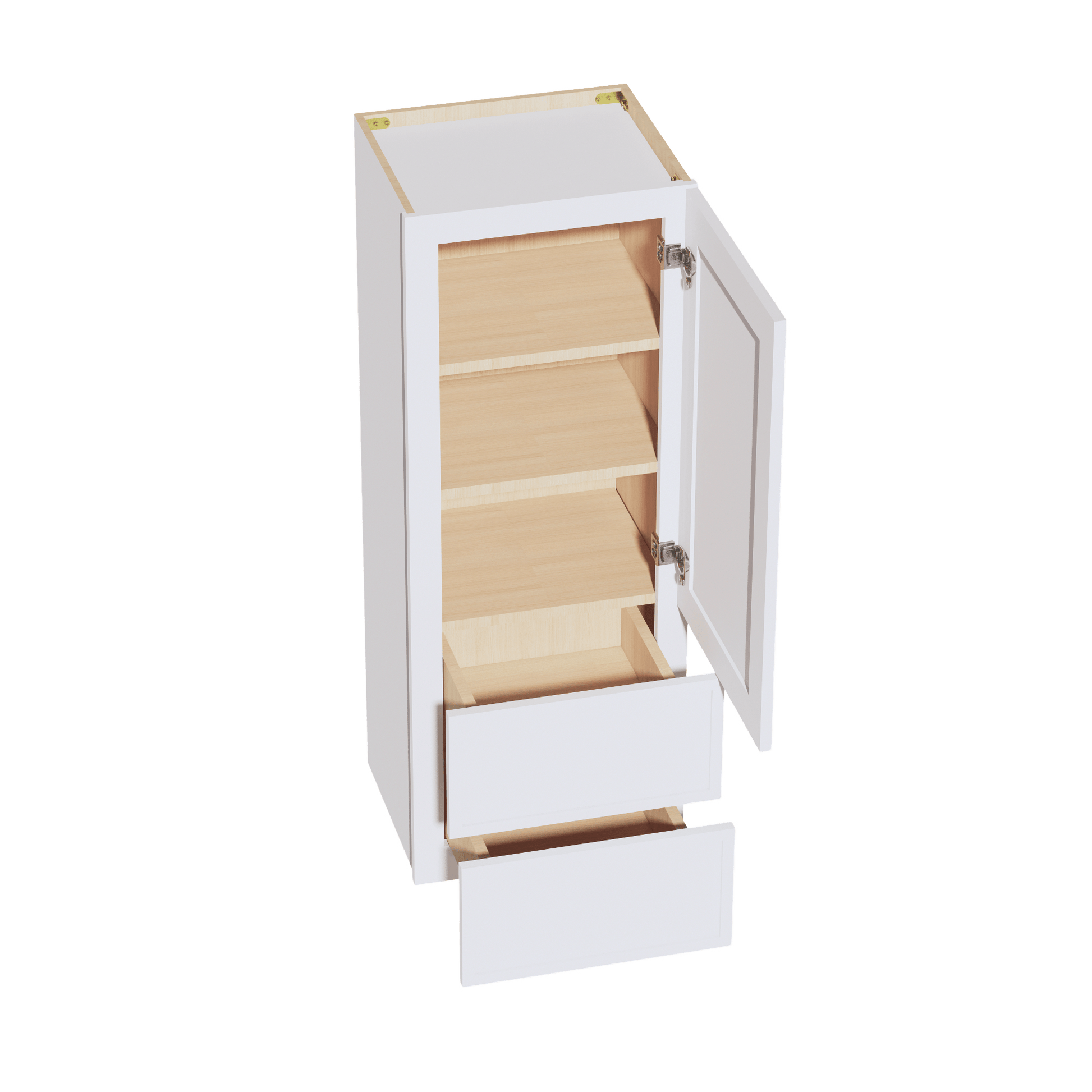 SF - WD1848: Frost White Slim Shaker 18"W x 48"H 1 Door & 2 Drawers Special Wall Cabinet - NextCabinets