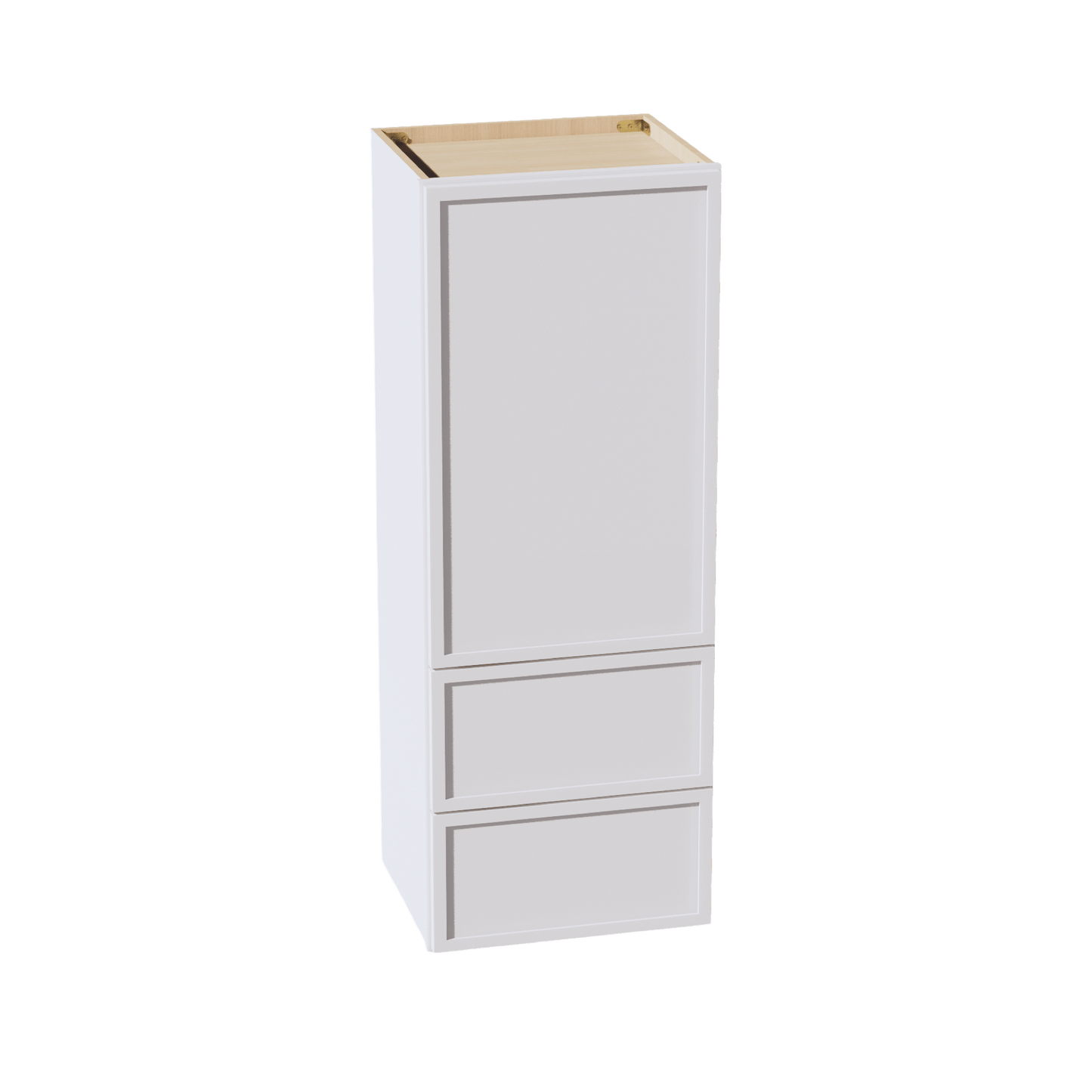 SF - WD1848: Frost White Slim Shaker 18"W x 48"H 1 Door & 2 Drawers Special Wall Cabinet - NextCabinets