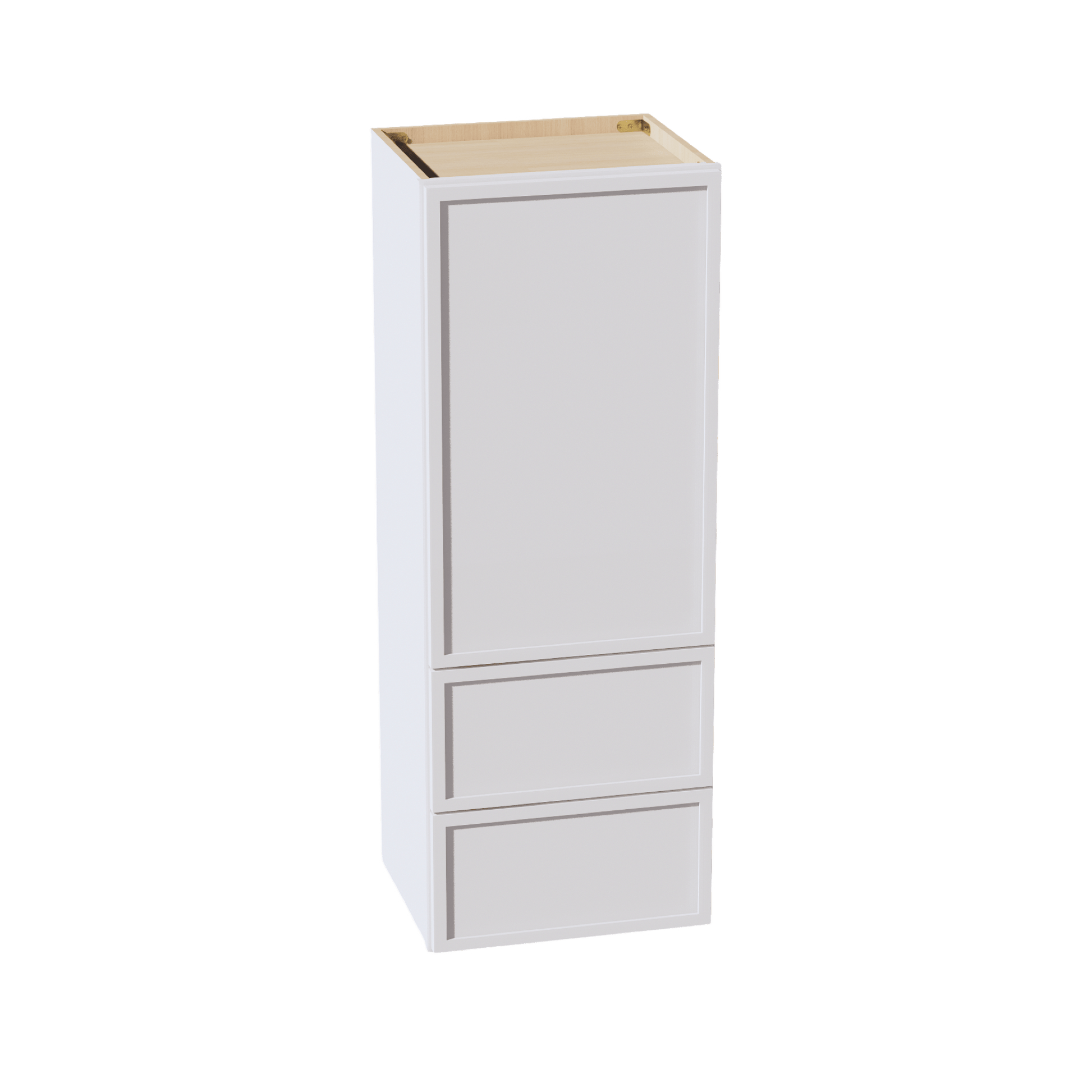 SF - WD1848: Frost White Slim Shaker 18"W x 48"H 1 Door & 2 Drawers Special Wall Cabinet - NextCabinets
