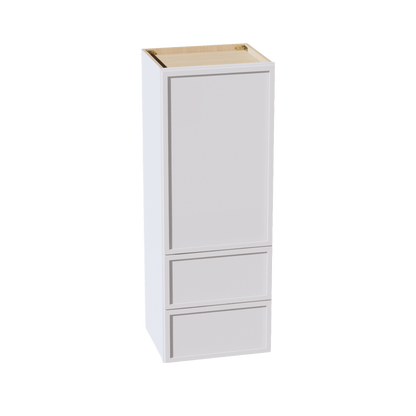SF - WD1848: Frost White Slim Shaker 18"W x 48"H 1 Door & 2 Drawers Special Wall Cabinet - NextCabinets