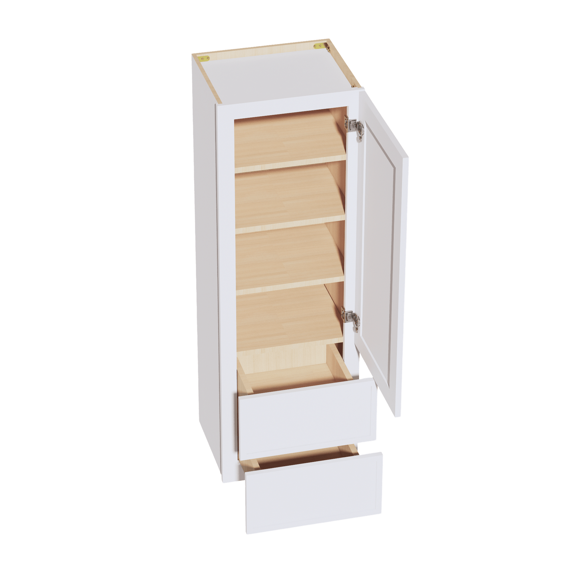 SF - WD1854: Frost White Slim Shaker 18"W x 54"H 1 Door & 2 Drawers Special Wall Cabinet - NextCabinets