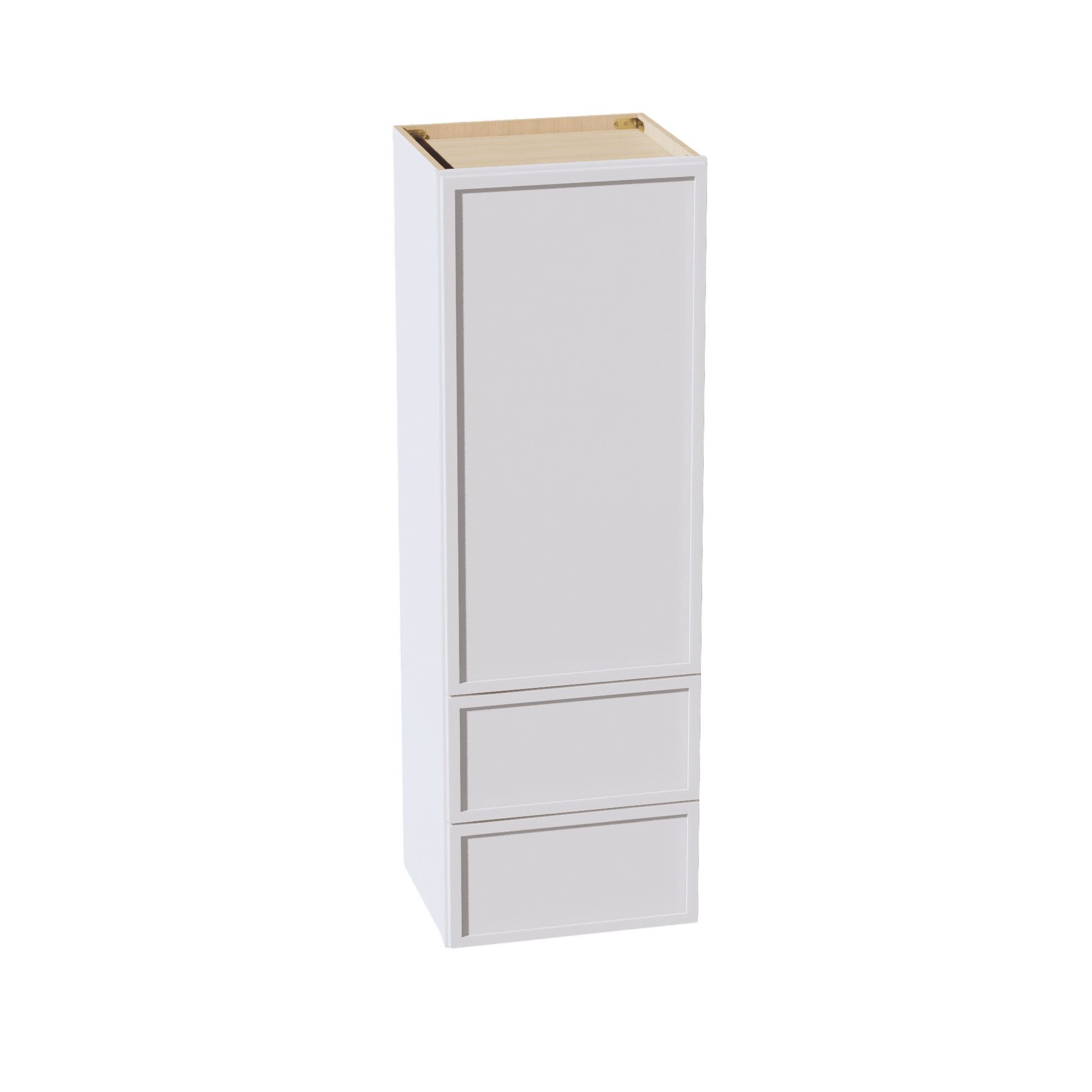 SF - WD1854: Frost White Slim Shaker 18"W x 54"H 1 Door & 2 Drawers Special Wall Cabinet - NextCabinets