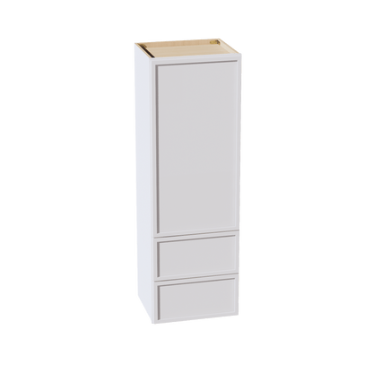 SF - WD1854: Frost White Slim Shaker 18"W x 54"H 1 Door & 2 Drawers Special Wall Cabinet - NextCabinets