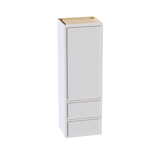 SF - WD1854: Frost White Slim Shaker 18"W x 54"H 1 Door & 2 Drawers Special Wall Cabinet - NextCabinets