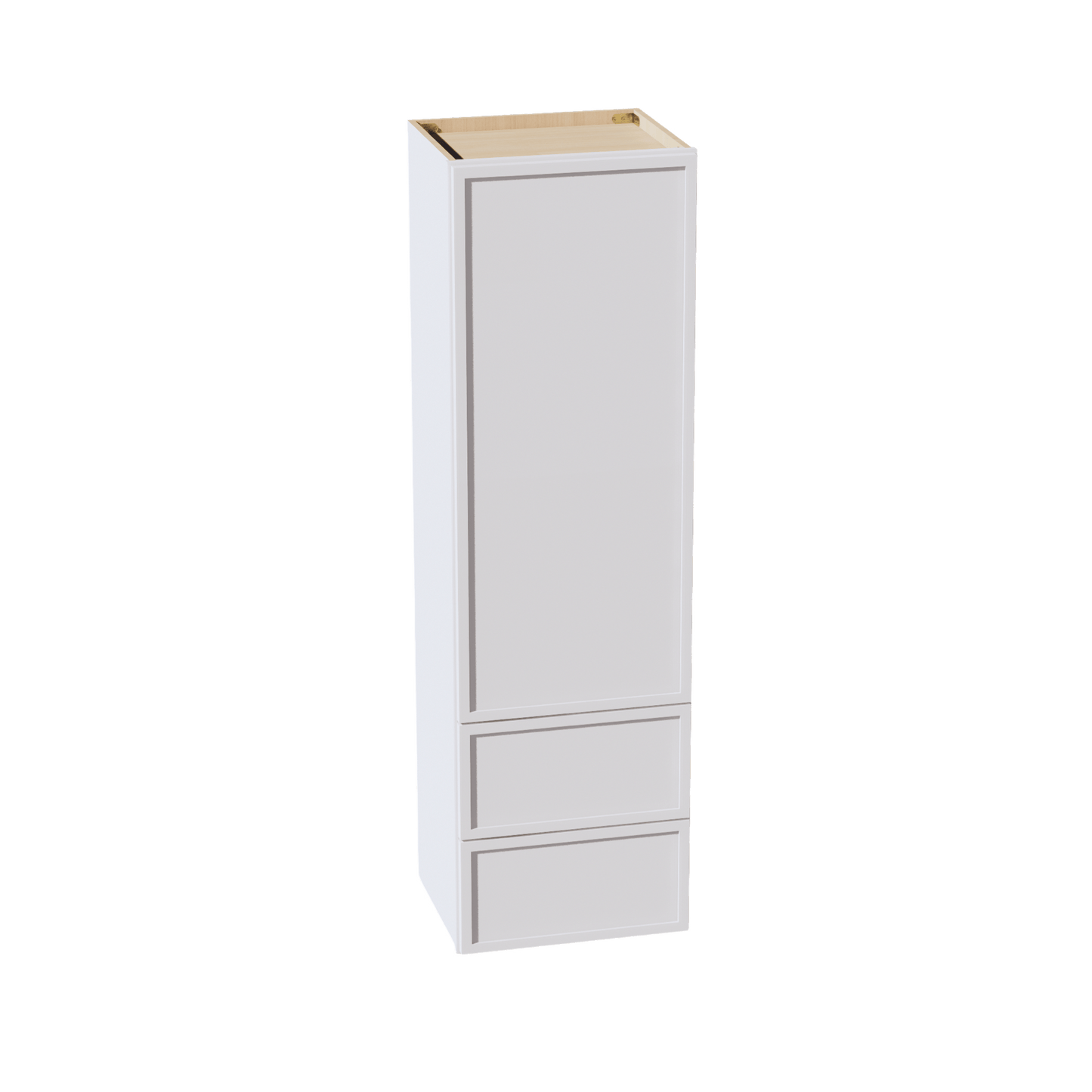 SF - WD1860: Frost White Slim Shaker 18"W x 60"H 1 Door & 2 Drawers Special Wall Cabinet - NextCabinets