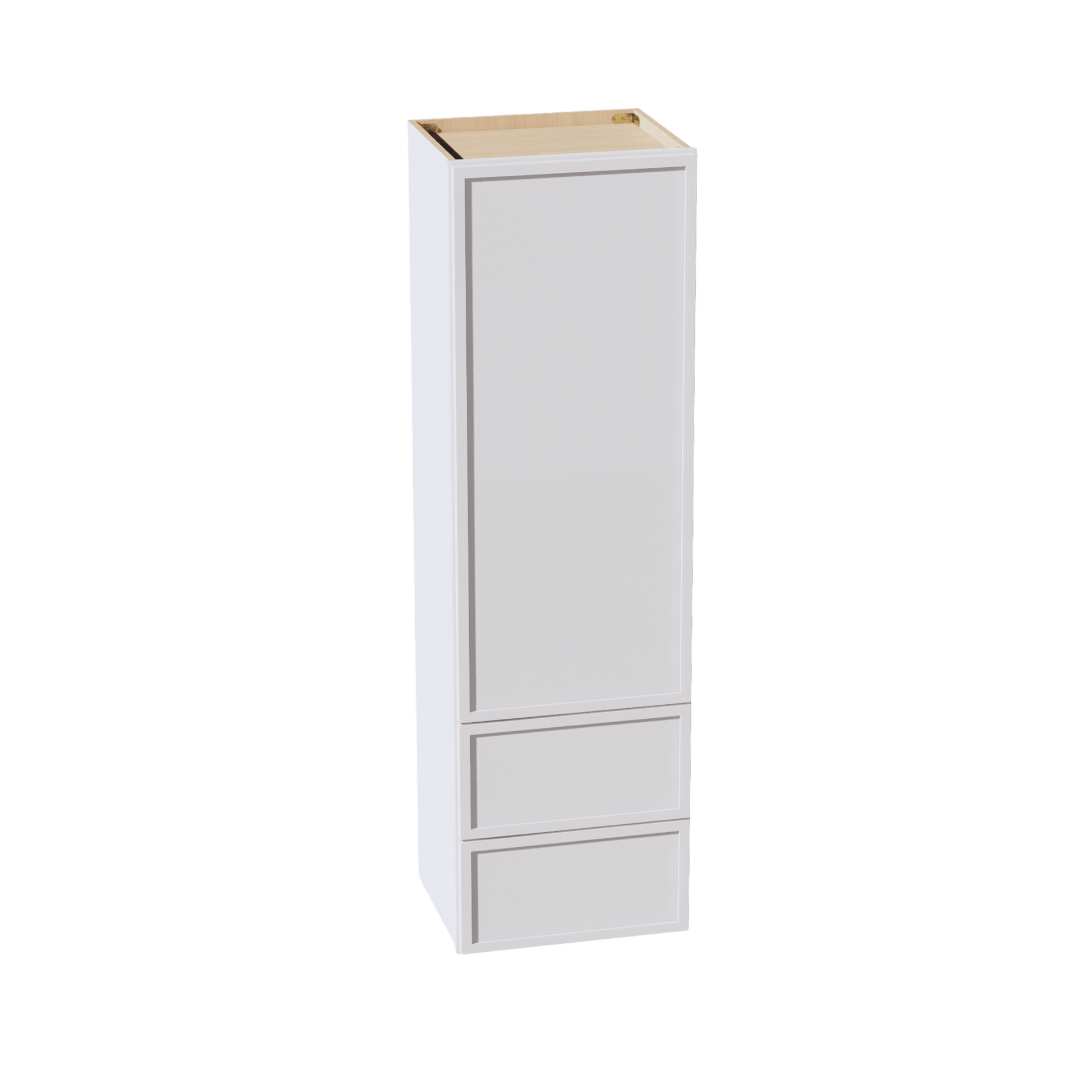 SF - WD1860: Frost White Slim Shaker 18"W x 60"H 1 Door & 2 Drawers Special Wall Cabinet - NextCabinets