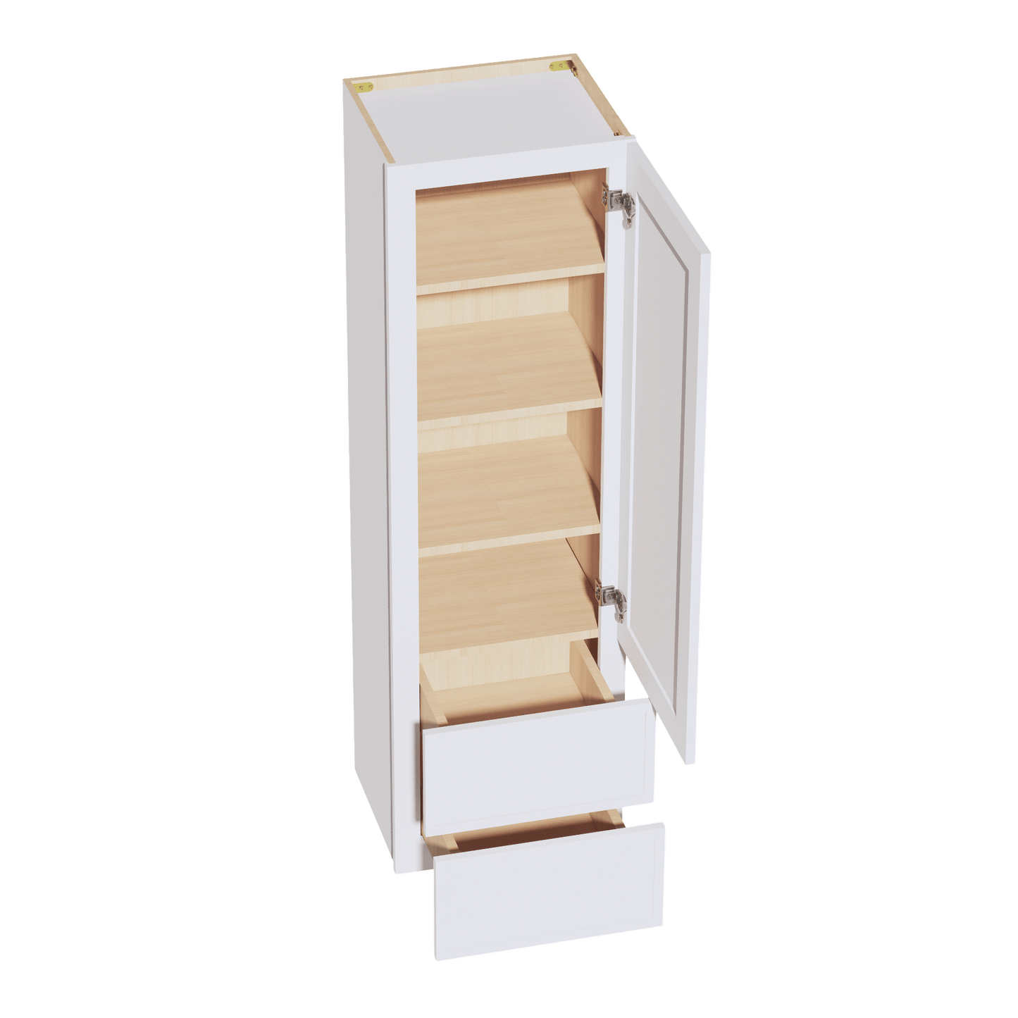 SF - WD1860: Frost White Slim Shaker 18"W x 60"H 1 Door & 2 Drawers Special Wall Cabinet - NextCabinets