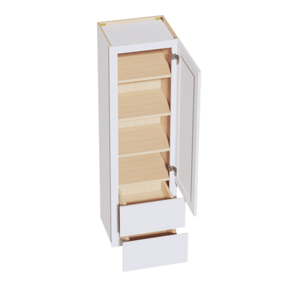 SF - WD1860: Frost White Slim Shaker 18"W x 60"H 1 Door & 2 Drawers Special Wall Cabinet - NextCabinets