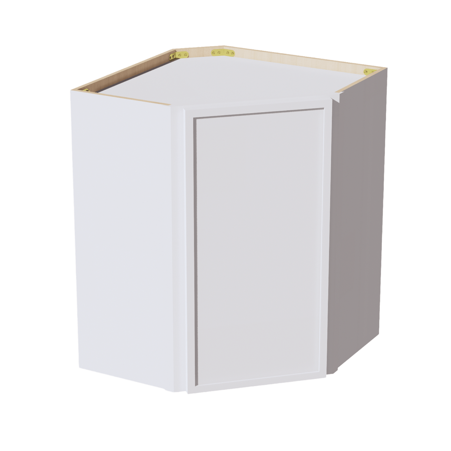 SF - WDC2430: Frost White Slim Shaker 24"W x 30"H 1 Door & 2 Shelves Diagonal Wall Corner Cabinet - NextCabinets