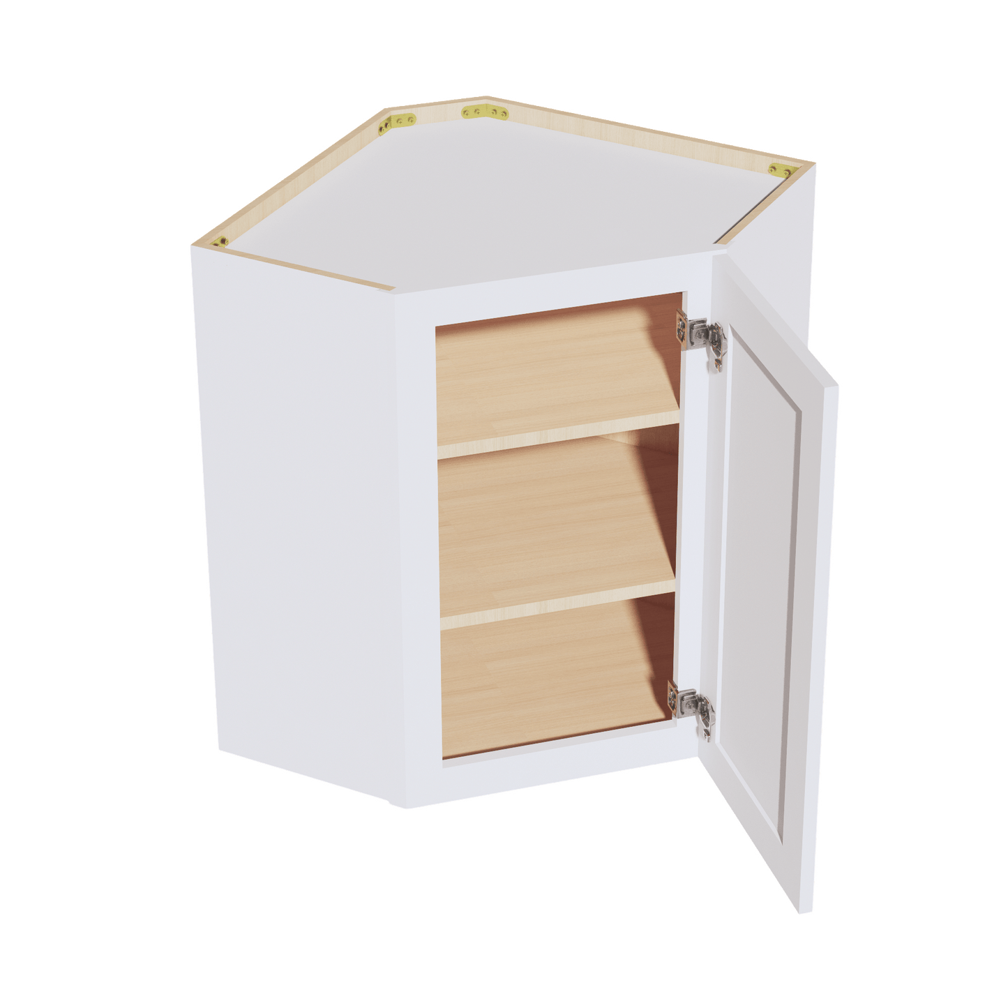 SF - WDC2430: Frost White Slim Shaker 24"W x 30"H 1 Door & 2 Shelves Diagonal Wall Corner Cabinet - NextCabinets