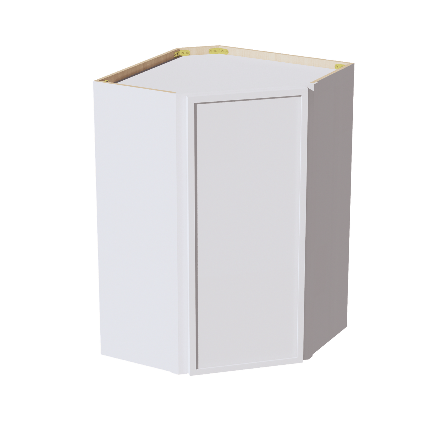 SF - WDC2436: Frost White Slim Shaker 24"W x 36"H 1 Door & 2 Shelves Diagonal Wall Corner Cabinet - NextCabinets