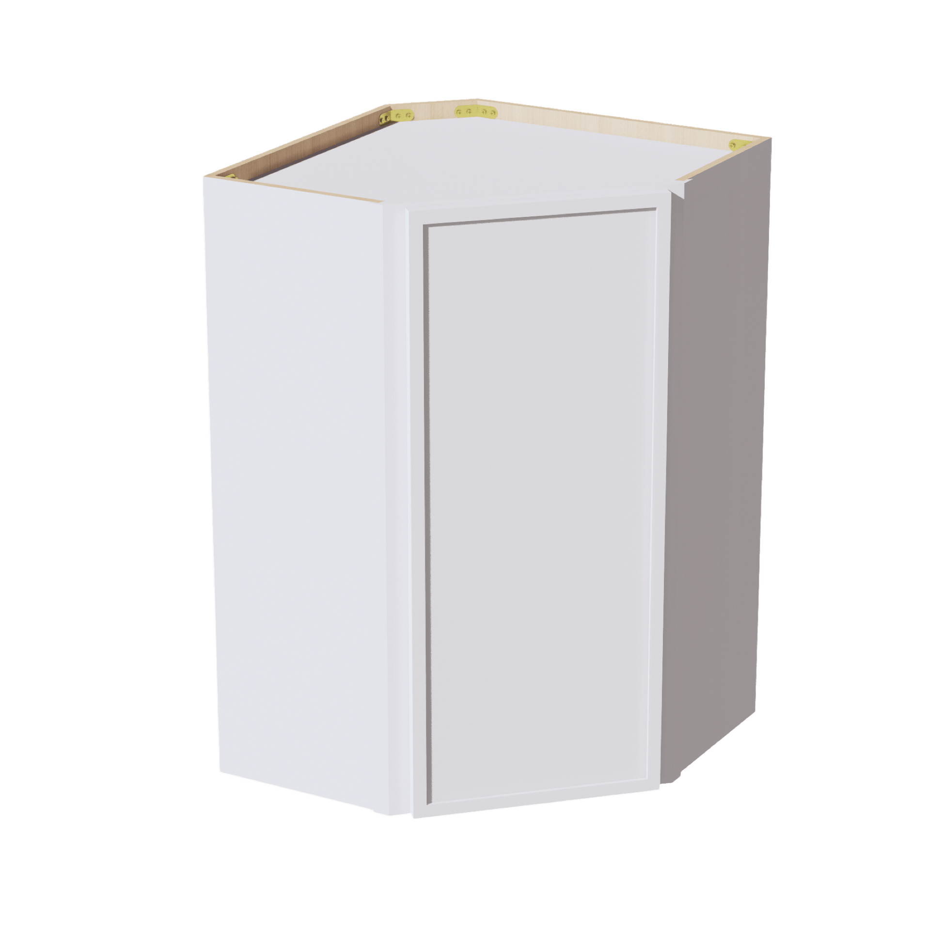 SF - WDC2436: Frost White Slim Shaker 24"W x 36"H 1 Door & 2 Shelves Diagonal Wall Corner Cabinet - NextCabinets