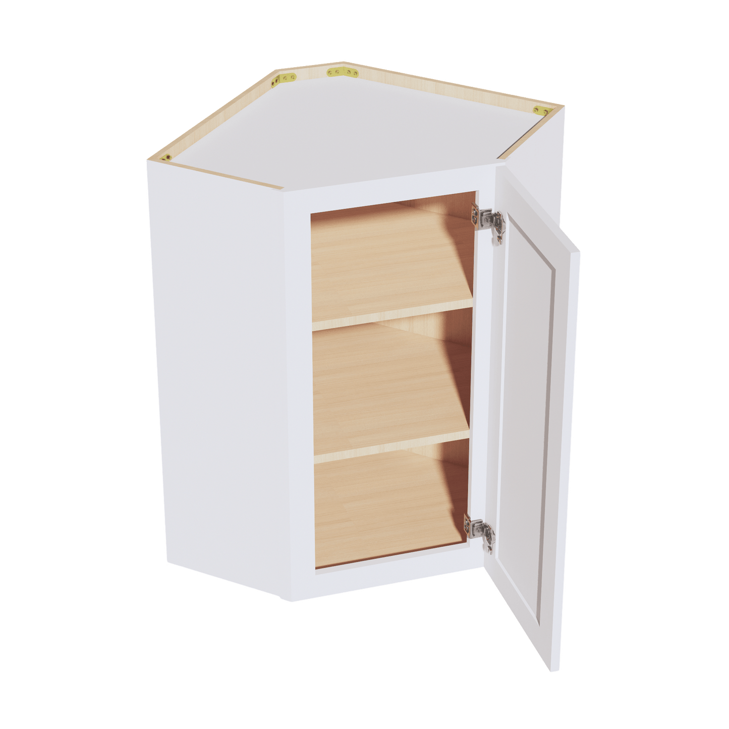 SF - WDC2436: Frost White Slim Shaker 24"W x 36"H 1 Door & 2 Shelves Diagonal Wall Corner Cabinet - NextCabinets