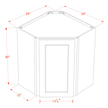 SF - WDC2436: Frost White Slim Shaker 24"W x 36"H 1 Door & 2 Shelves Diagonal Wall Corner Cabinet - NextCabinets