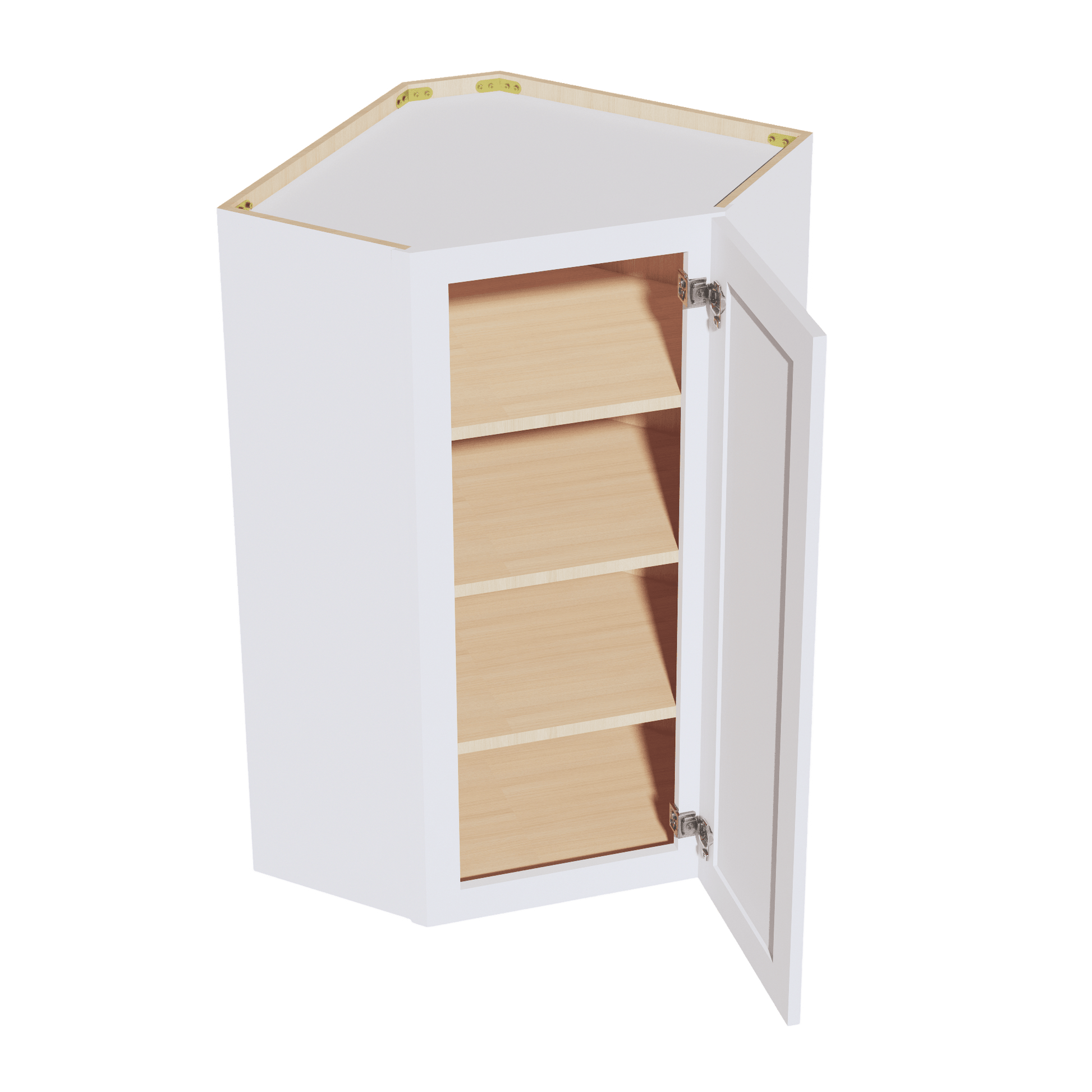 SF - WDC2442: Frost White Slim Shaker 24"W x 42"H 1 Door & 2 Shelves Diagonal Wall Corner Cabinet - NextCabinets