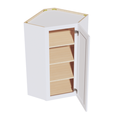 SF - WDC2442: Frost White Slim Shaker 24"W x 42"H 1 Door & 2 Shelves Diagonal Wall Corner Cabinet - NextCabinets