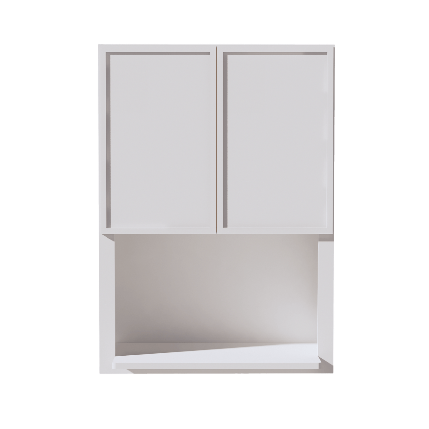 SF - WM3042: Frost White Slim Shaker 30"W x 42"H 2 Door & 1 Shelf Wall Built - in Microwave Cabinets - NextCabinets