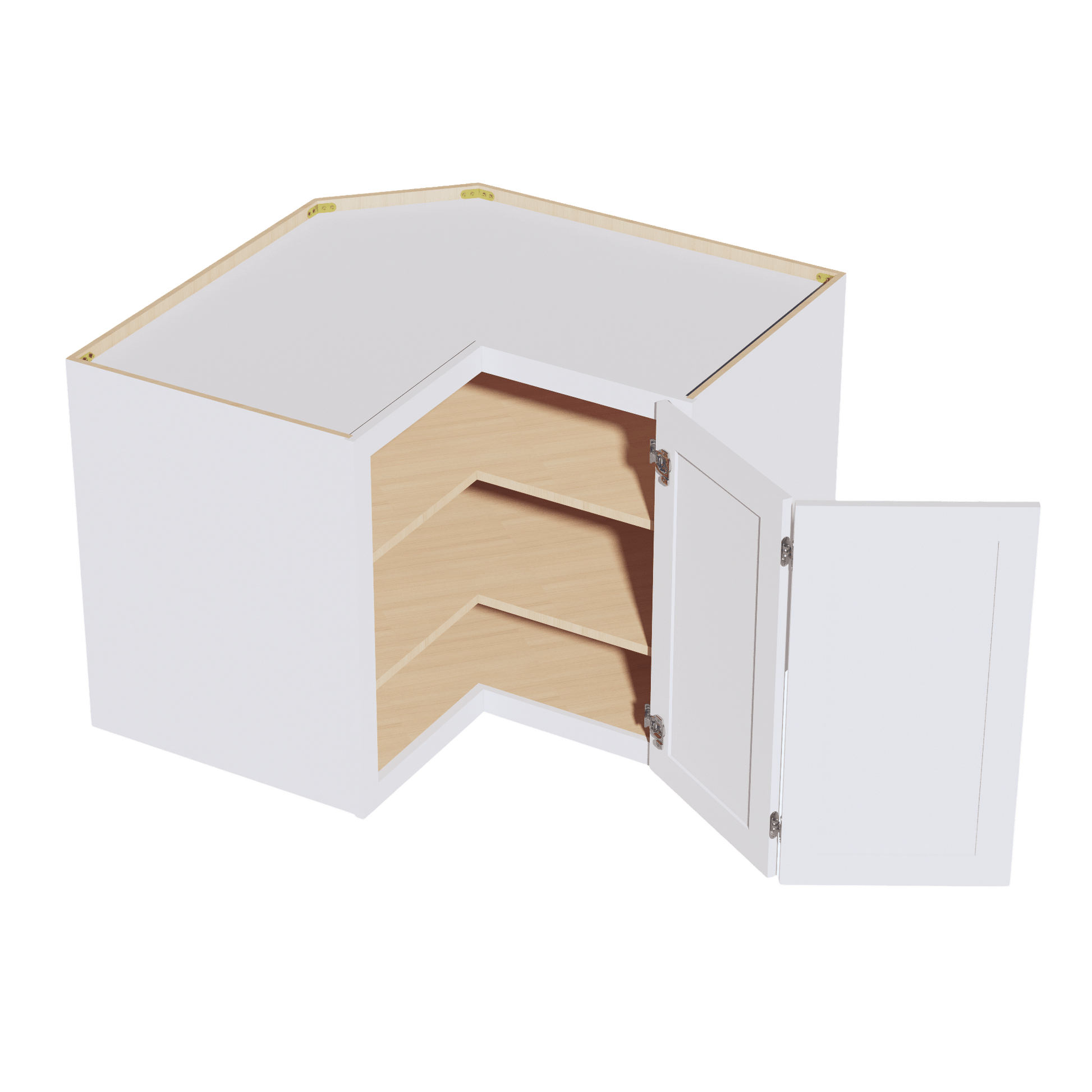 SF - WPC2430: Frost White Slim Shaker 24"W x 30"H 1 Door & 2 Shelves Pie Cut Wall Corner Cabinet - NextCabinets