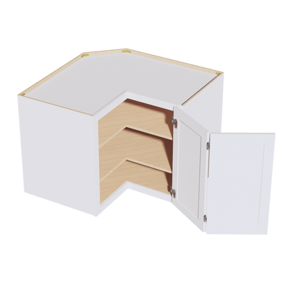 SF - WPC2430: Frost White Slim Shaker 24"W x 30"H 1 Door & 2 Shelves Pie Cut Wall Corner Cabinet - NextCabinets