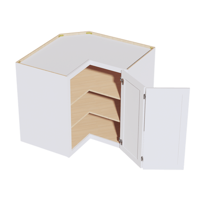 SF - WPC2436: Frost White Slim Shaker 24"W x 36"H 1 Door & 2 Shelves Pie Cut Wall Corner Cabinet - NextCabinets