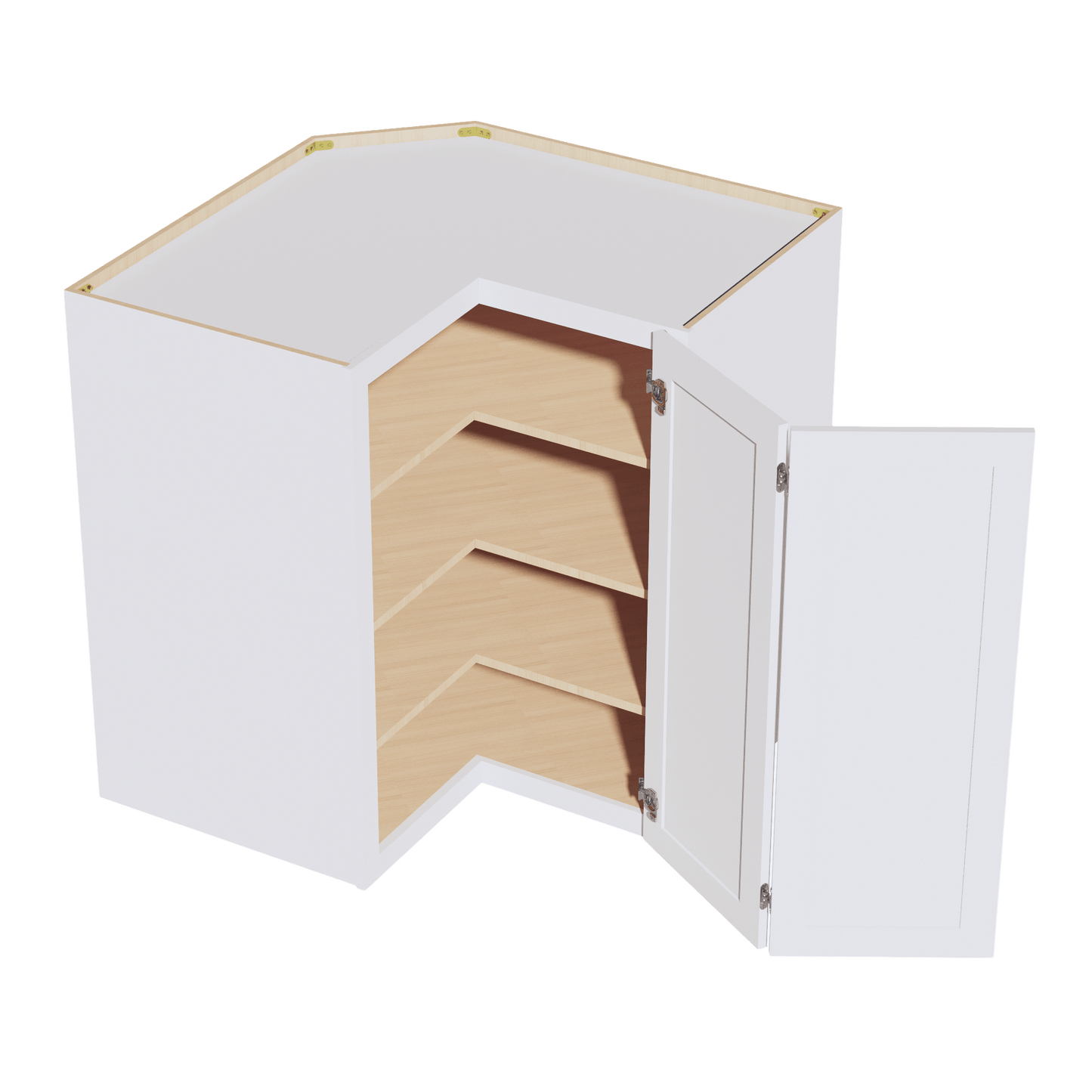 SF - WPC2442: Frost White Slim Shaker 24"W x 42"H 1 Door & 3 Shelves Pie Cut Wall Corner Cabinet - NextCabinets