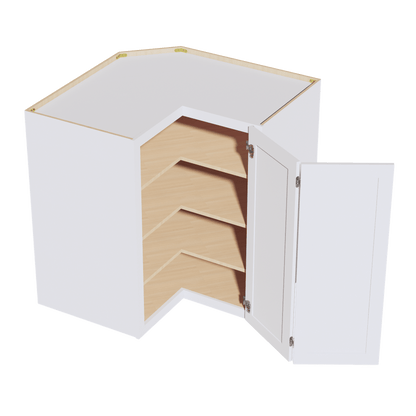SF - WPC2442: Frost White Slim Shaker 24"W x 42"H 1 Door & 3 Shelves Pie Cut Wall Corner Cabinet - NextCabinets