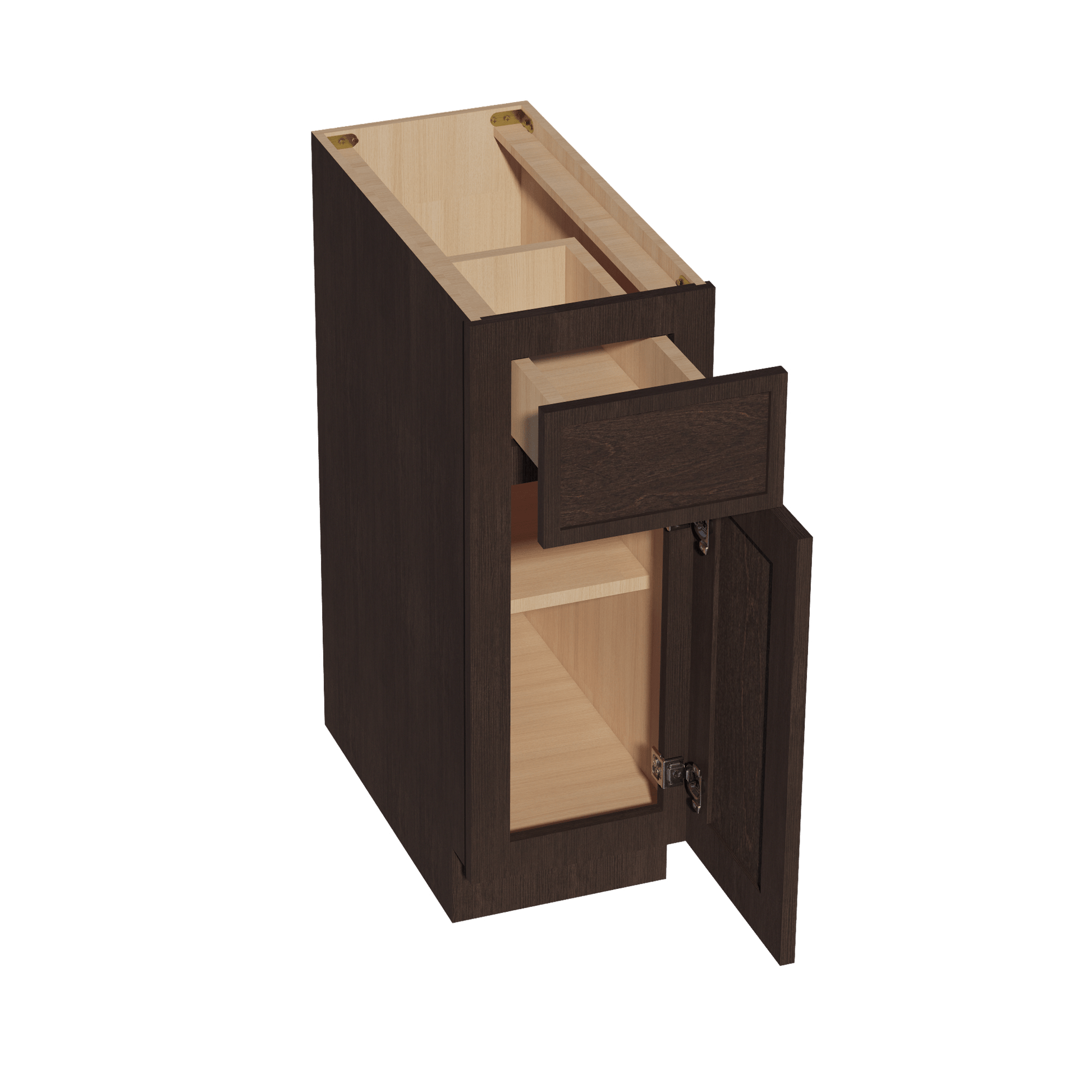 SM - B12: Mocha Brown Slim Shaker 12" 1 Drawer 1 Door Standard Base Cabinet - NextCabinets