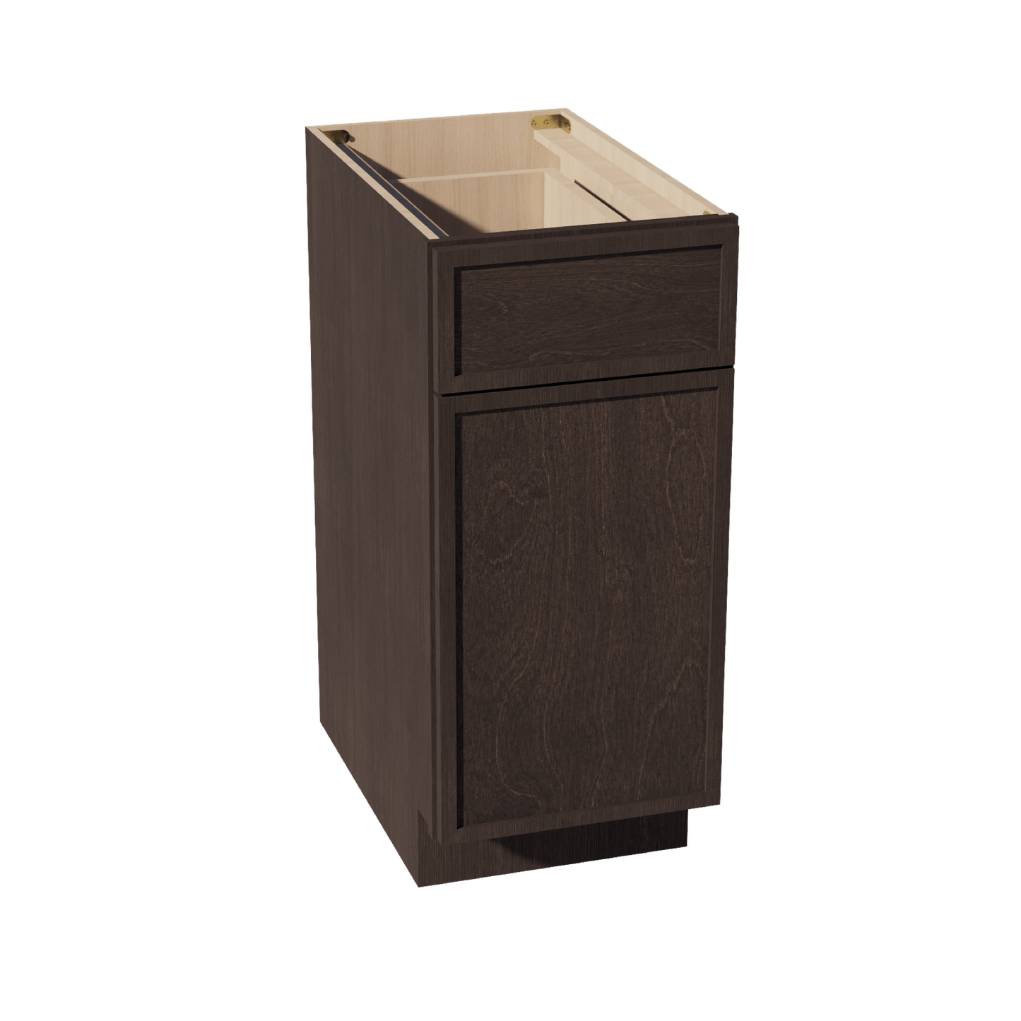 SM - B15: Mocha Brown Slim Shaker 15" 1 Drawer 1 Door Standard Base Cabinet - NextCabinets