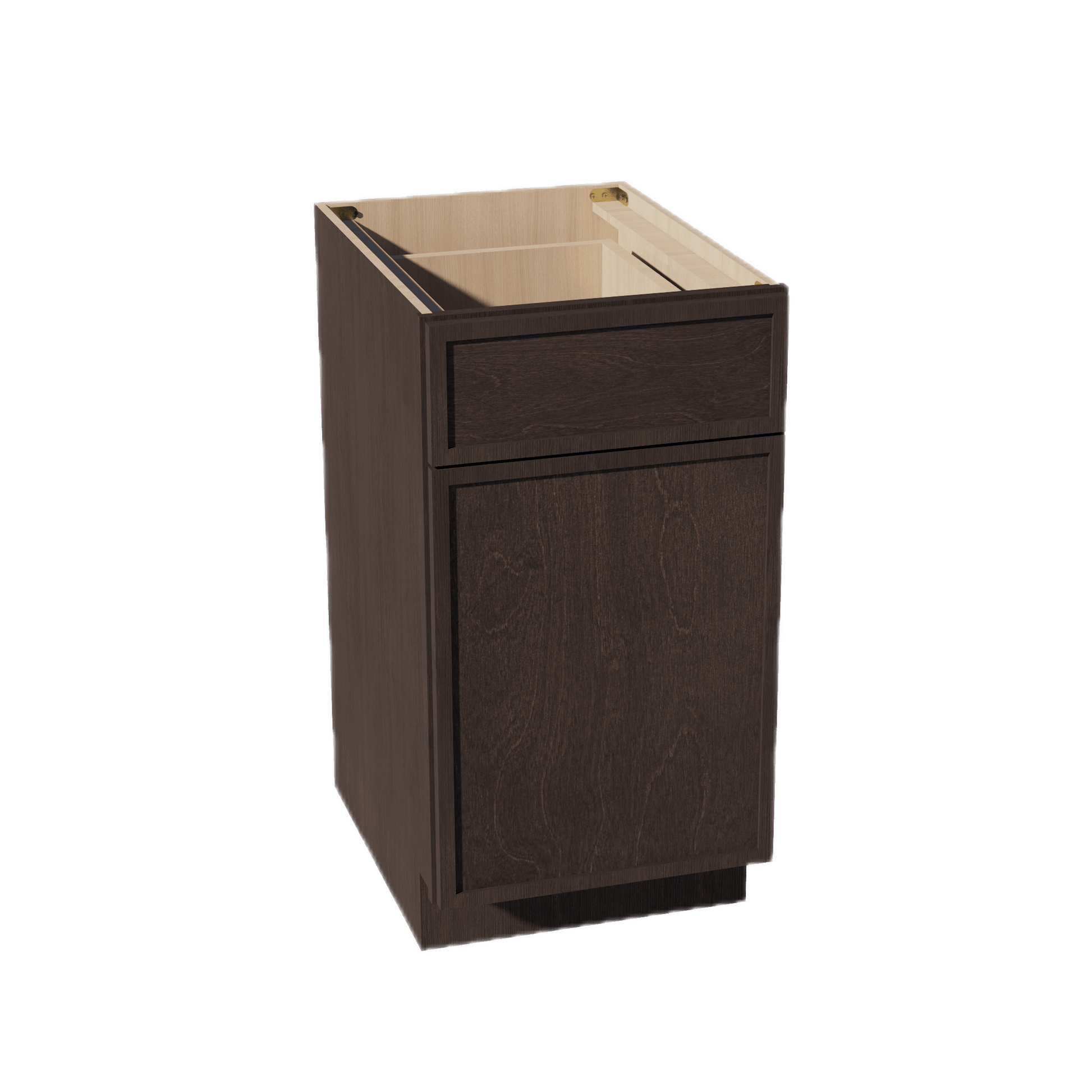 SM - B18TR: Mocha Brown Slim Shaker 18" 1 Drawer Trash Pull Out Base Cabinet - NextCabinets