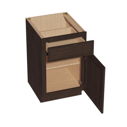 SM - B21: Mocha Brown Slim Shaker 21" 1 Drawer 1 Door Standard Base Cabinet - NextCabinets