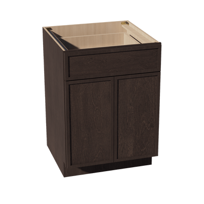 SM - B24: Mocha Brown Slim Shaker 24" 1 Drawer 2 Doors Standard Base Cabinet - NextCabinets