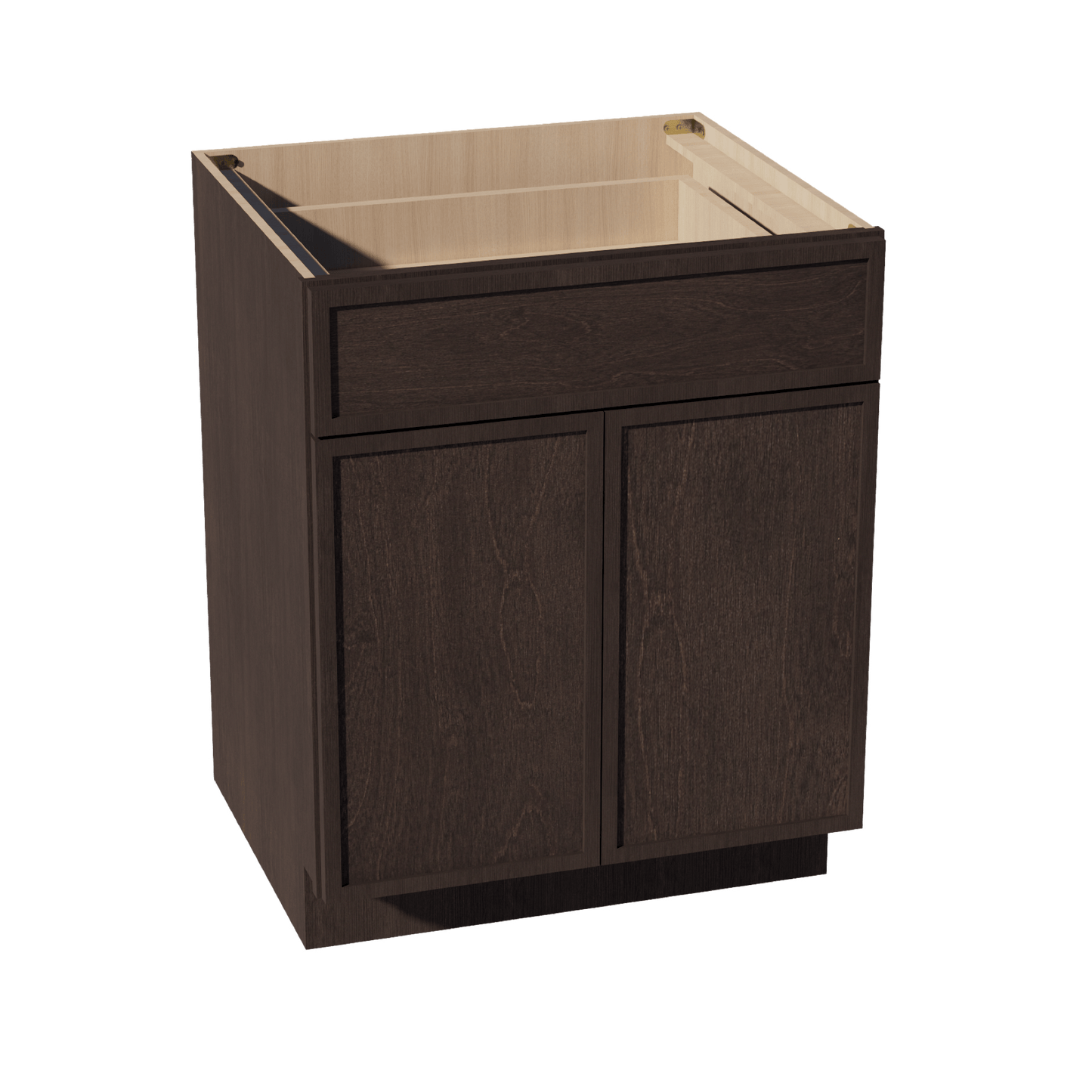 SM - B27: Mocha Brown Slim Shaker 27" 1 Drawer 2 Doors Standard Base Cabinet - NextCabinets