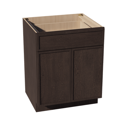 SM - B27: Mocha Brown Slim Shaker 27" 1 Drawer 2 Doors Standard Base Cabinet - NextCabinets