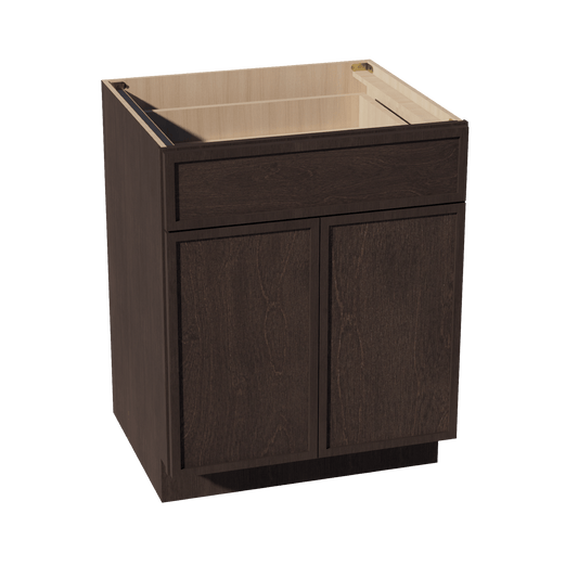 SM - B27: Mocha Brown Slim Shaker 27" 1 Drawer 2 Doors Standard Base Cabinet - NextCabinets