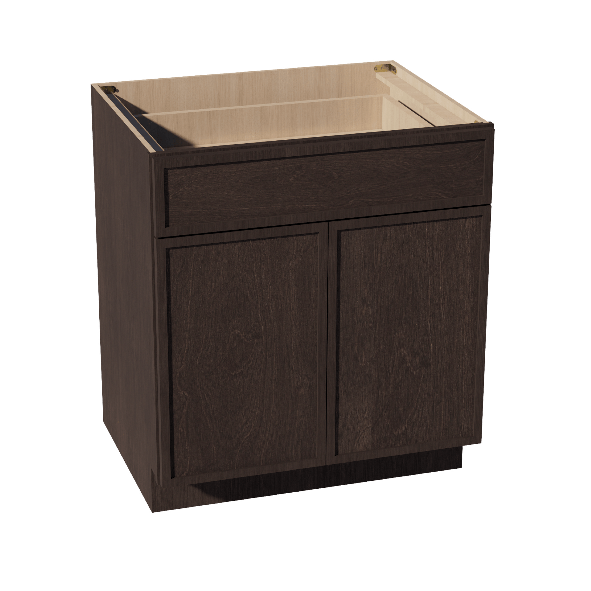 SM - B30: Mocha Brown Slim Shaker 30" 1 Drawer 2 Doors Standard Base Cabinet - NextCabinets