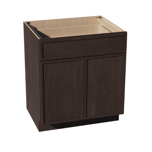 SM - B30: Mocha Brown Slim Shaker 30" 1 Drawer 2 Doors Standard Base Cabinet - NextCabinets