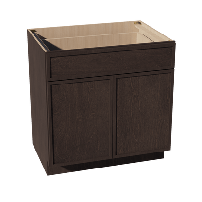 SM - B33: Mocha Brown Slim Shaker 33" 1 Drawer 2 Doors Standard Base Cabinet - NextCabinets