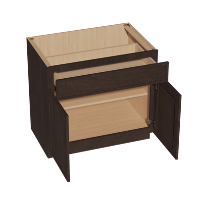 SM - B36: Mocha Brown Slim Shaker 36" 1 Drawer 2 Doors Standard Base Cabinet - NextCabinets