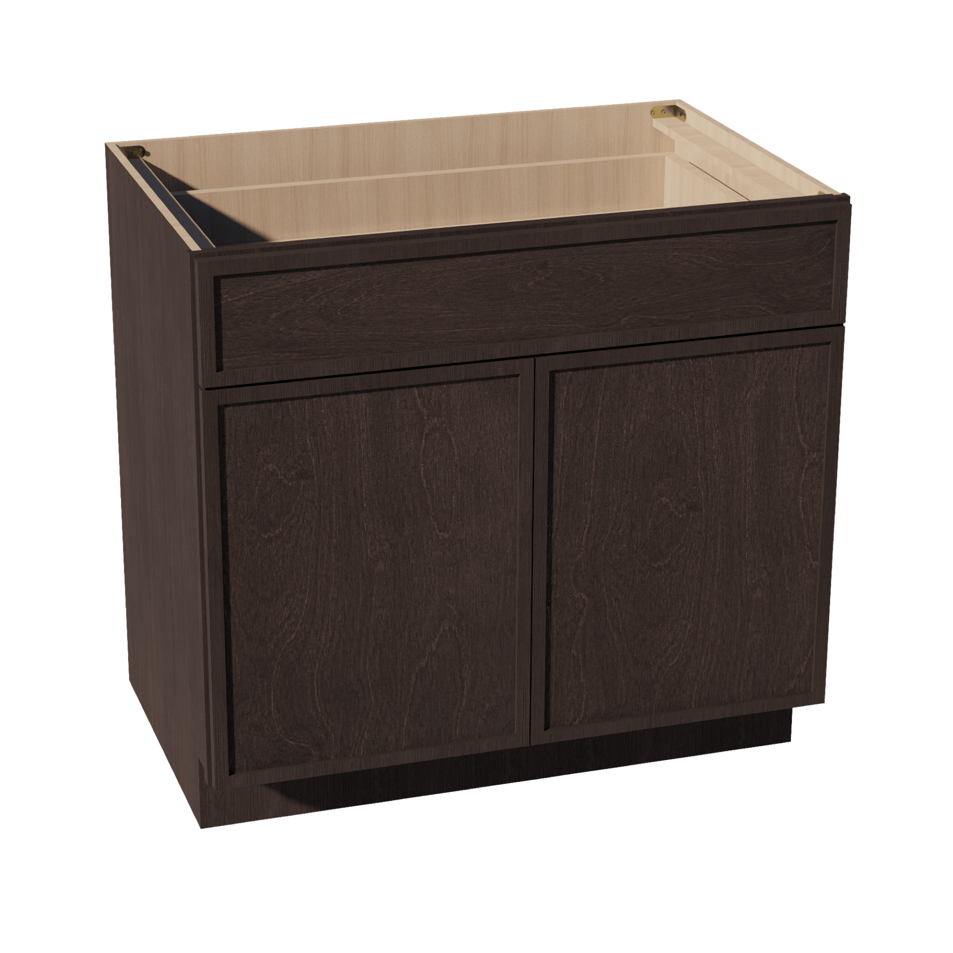 SM - B36: Mocha Brown Slim Shaker 36" 1 Drawer 2 Doors Standard Base Cabinet - NextCabinets