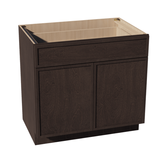 SM - B36: Mocha Brown Slim Shaker 36" 1 Drawer 2 Doors Standard Base Cabinet - NextCabinets