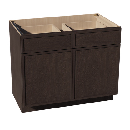 SM - B42: Mocha Brown Slim Shaker 42" 2 Drawers 2 Doors Standard Base Cabinet - NextCabinets