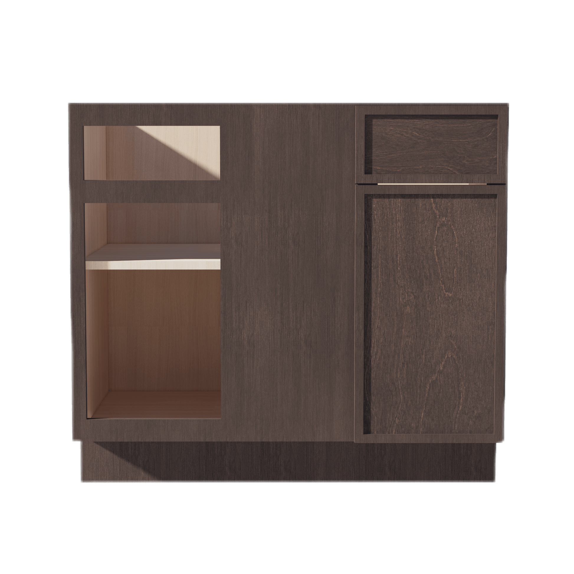 SM - BBC39/42: Mocha Brown Slim Shaker 39" 1 Door - 1 Drawer Blind Corner Base Cabinet - NextCabinets